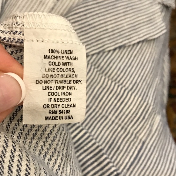 Elliott Lauren Womens Blazer Blue & White Linen Button Front Striped Jacket NWT‎ - Picture 3 of 7